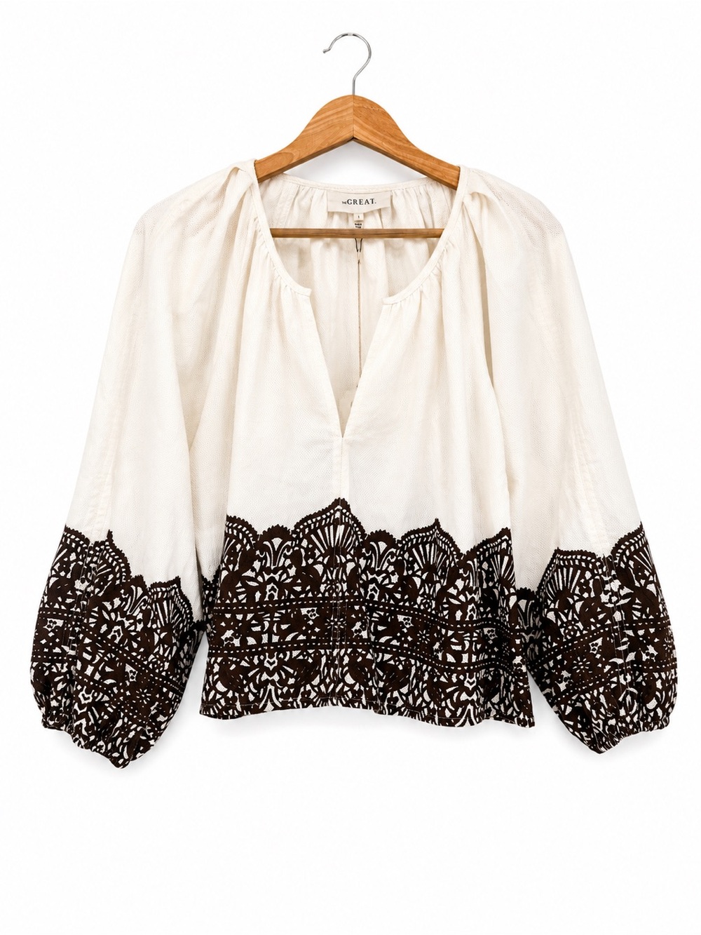 The Great The Chariot Top Size 1 Cream Brown Western Lace Blouse